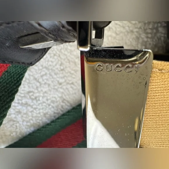 Gucci Vintage khaki brown canvas and leather trim web detail hobo. - Picture 11 of 15